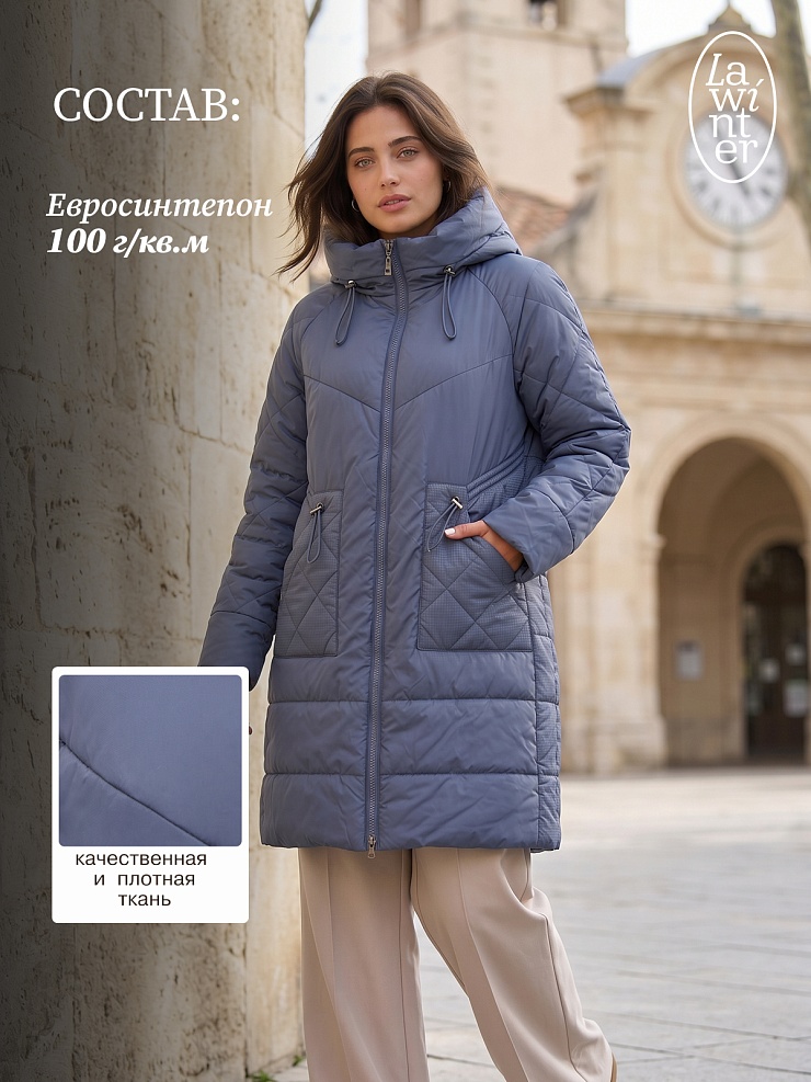 Пальто женское демисезонное LAWINTER, джинсовое, модель 84844