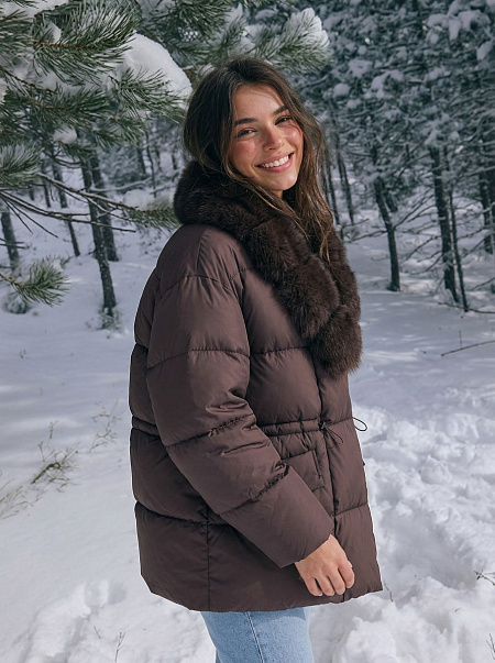 Куртка женская зимняя LAWINTER, коричневая, модель 86385