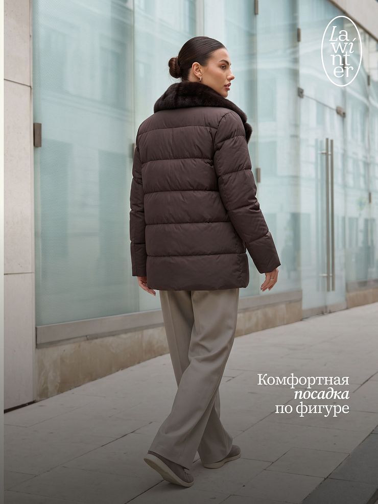 Куртка женская зимняя LAWINTER, коричневая, модель 84739