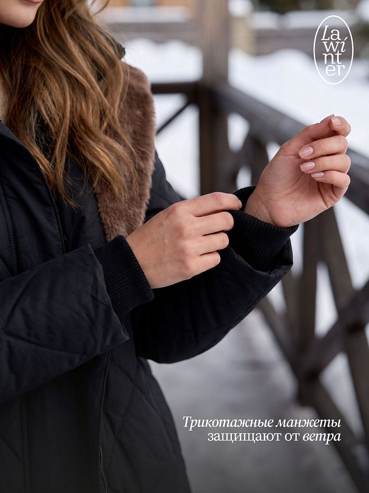 Пуховик женский зимний LAWINTER, черный, модель 86771