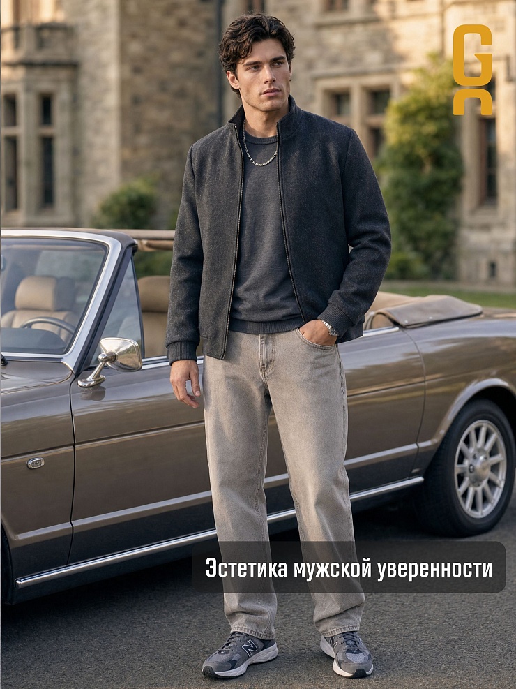 Пальто мужское осеннее GRIZMAN, черно-серое, модель 76731