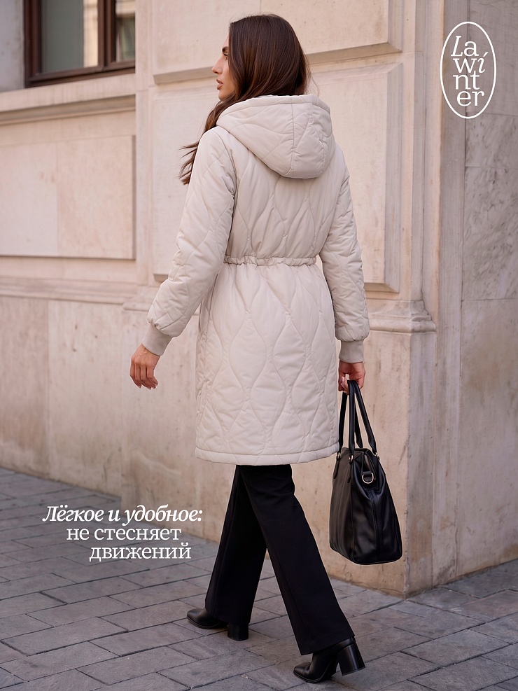 Пальто женское демисезонное LAWINTER, светло-серое, модель 83885
