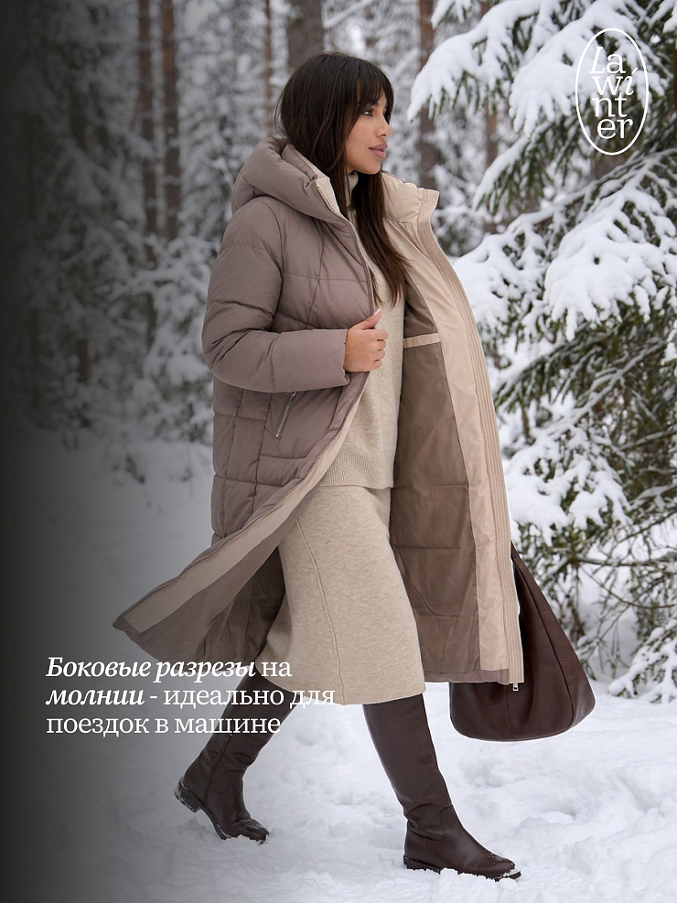 Пуховик женский зимний LAWINTER, капучино, модель 85166