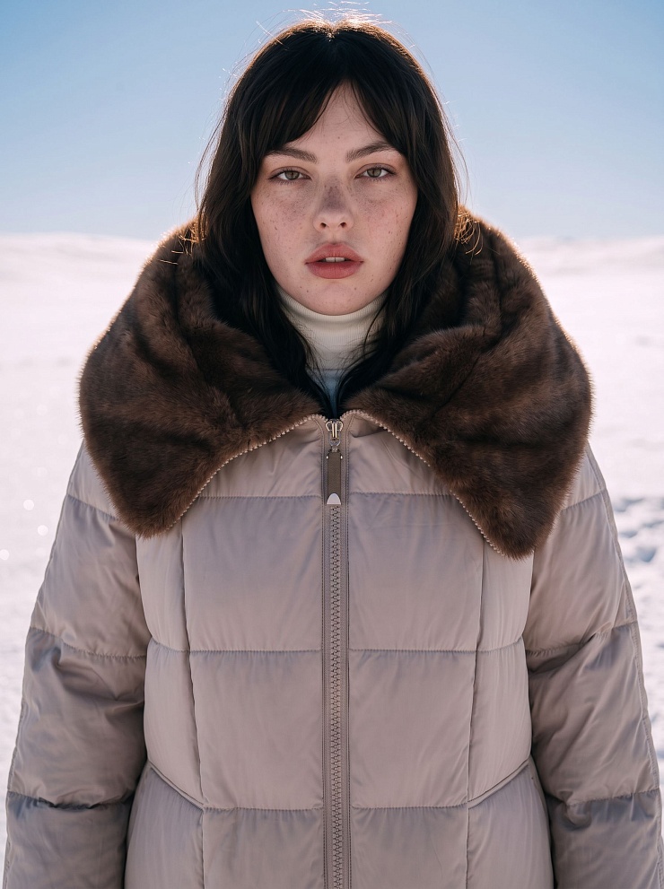 Пуховик женский зимний LAWINTER, светло-серый, модель 85471