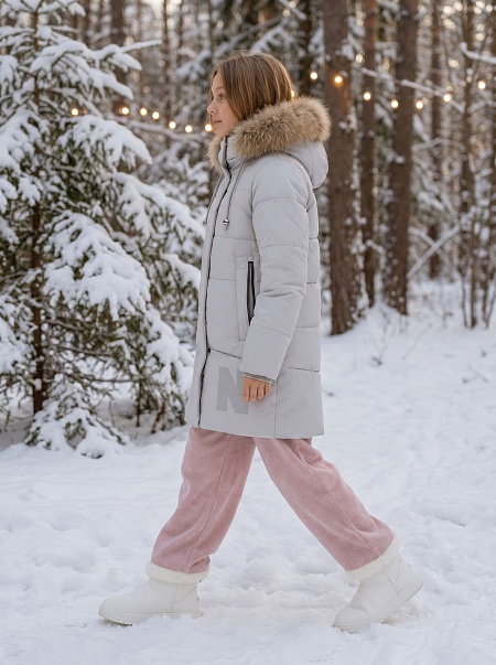 Куртка для девочки зимняя BRITT, серо-голубая, модель 63832