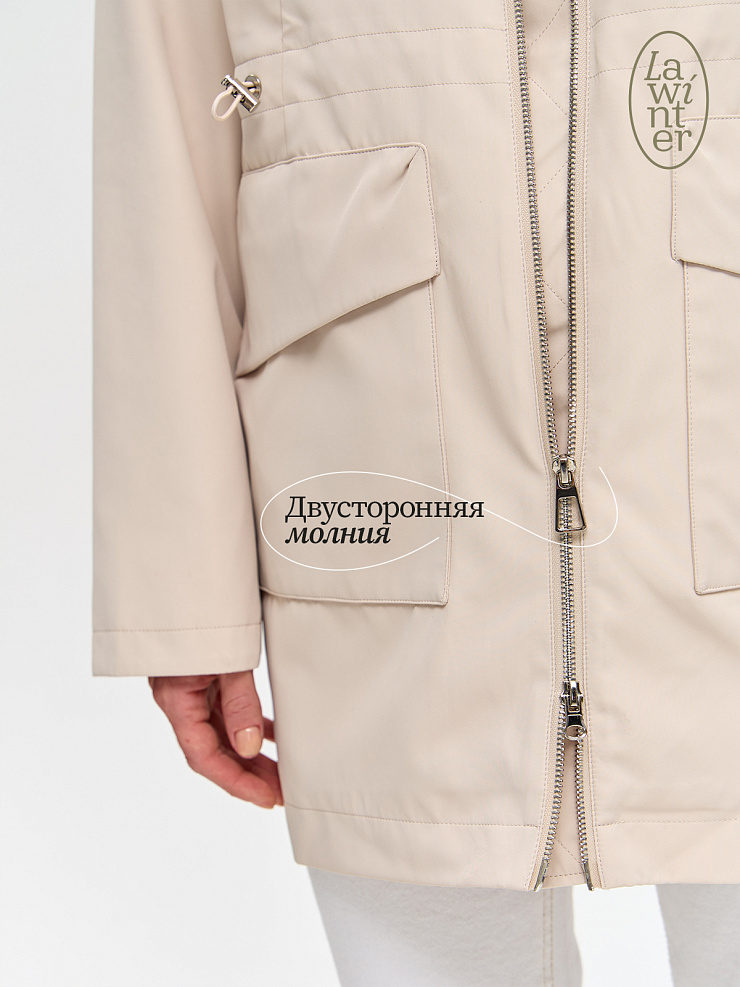 Куртка женская осенняя LAWINTER, бежевая, модель 8434