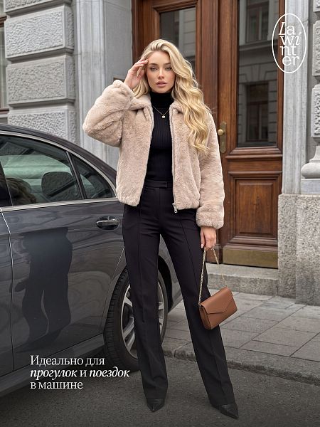Шуба женская зимняя LAWINTER, мокко, модель 56760