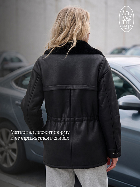 Дубленка женская зимняя LAWINTER, черная, модель 36775