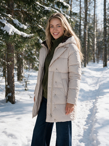 Куртка женская зимняя LAWINTER, молочная, модель 86838