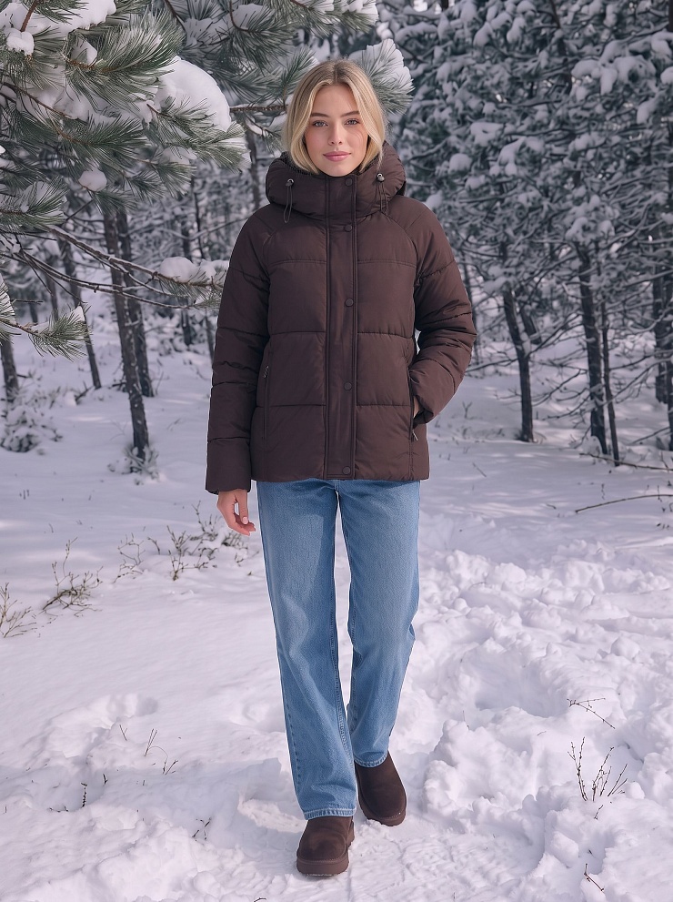 Куртка женская зимняя LAWINTER, коричневая, модель 85316