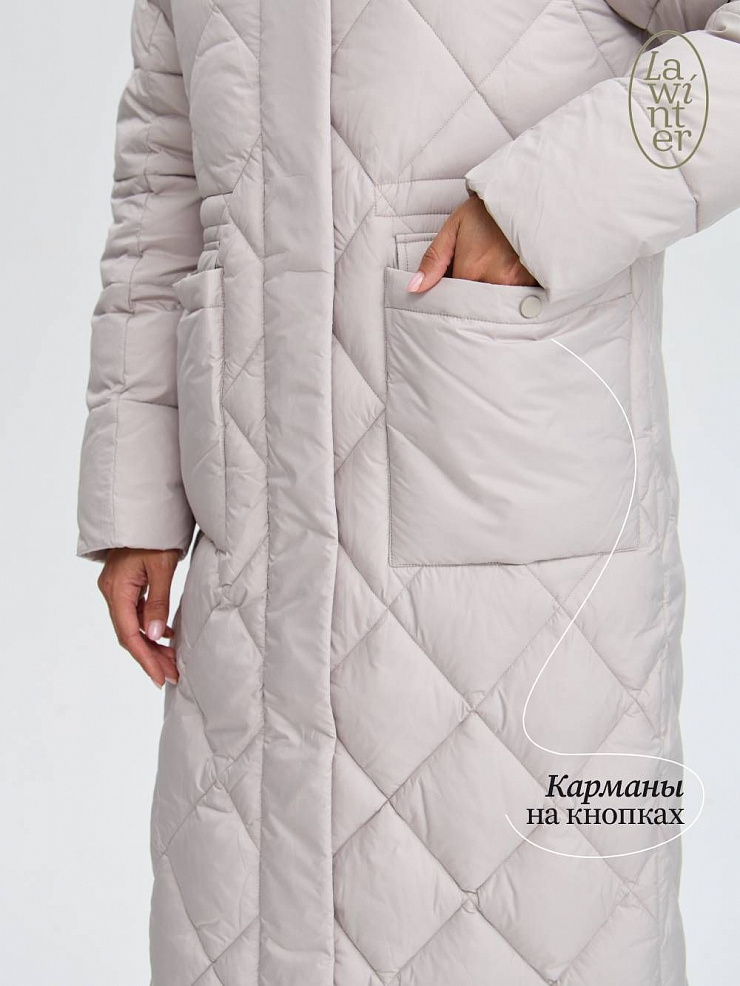 Пуховик женский зимний LAWINTER, молочный, модель 84944