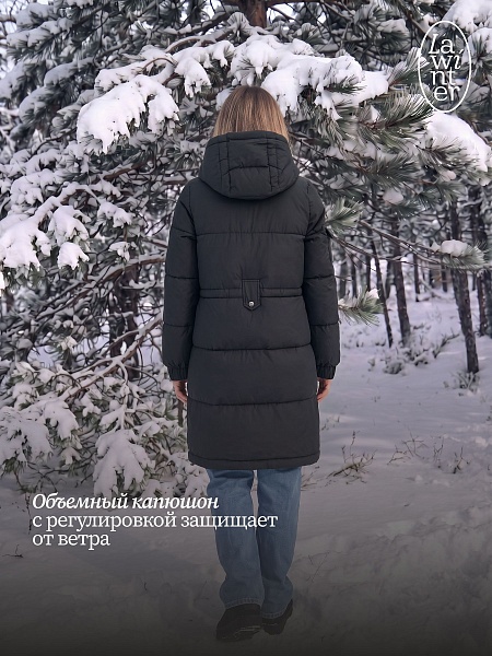 Пуховик женский зимний LAWINTER, черный, модель 86796