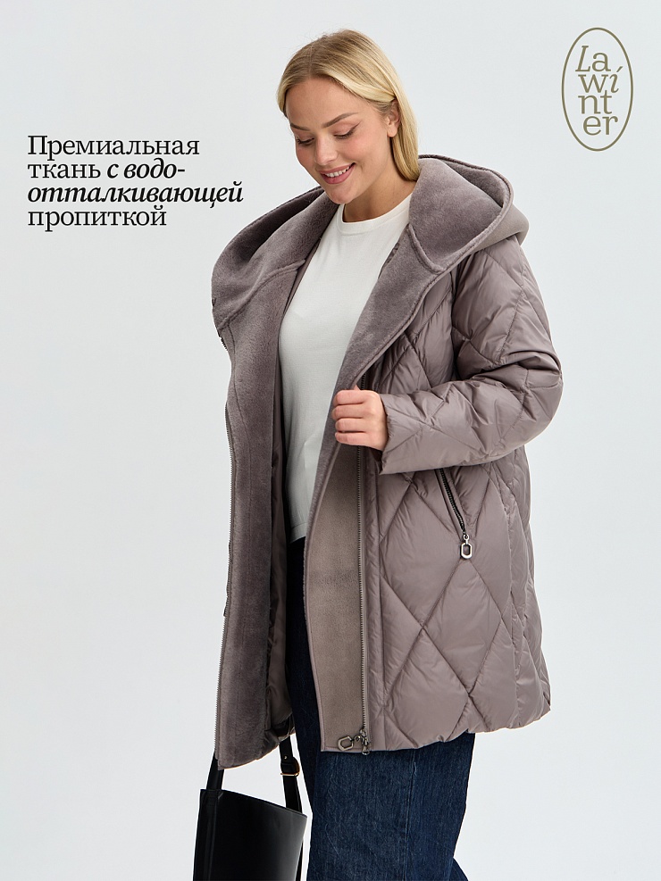 Куртка женская зимняя LAWINTER, кофе, модель 84131