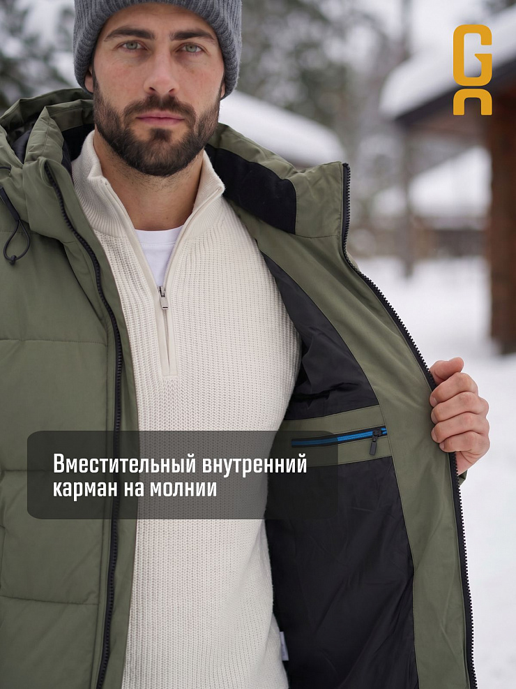 Куртка мужская зимняя GRIZMAN, серо-зеленая, модель 72684