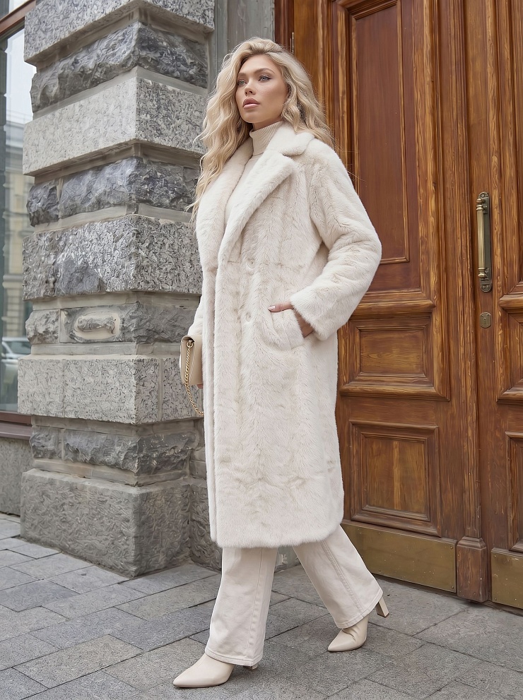 Шуба женская зимняя LAWINTER, молочная, модель 55845