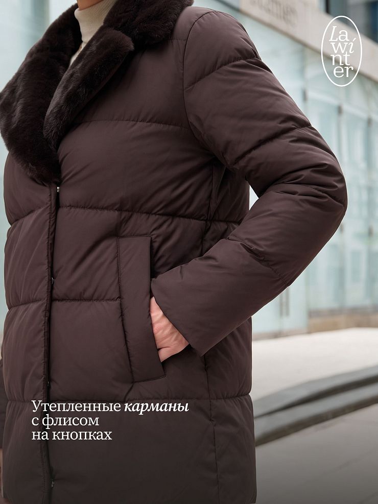 Куртка женская зимняя LAWINTER, коричневая, модель 84739