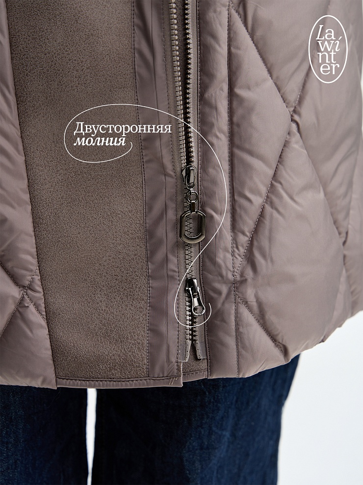 Куртка женская зимняя LAWINTER, кофе, модель 84131