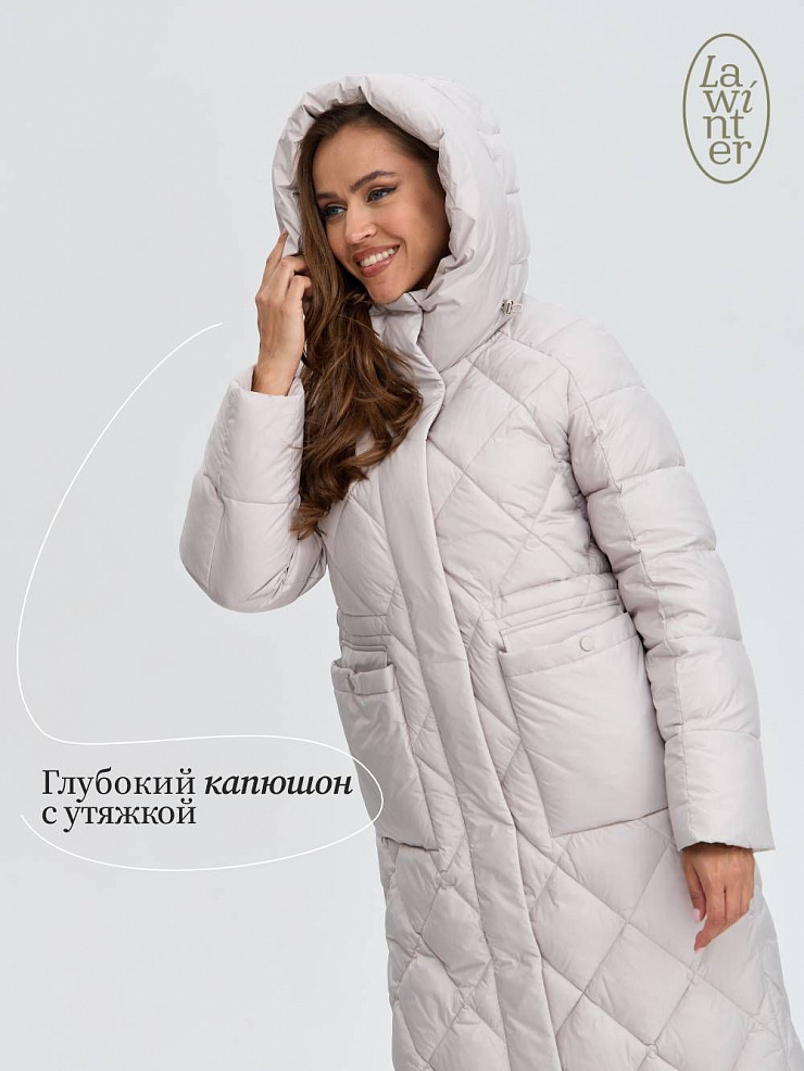 Пуховик женский зимний LAWINTER, молочный, модель 84944