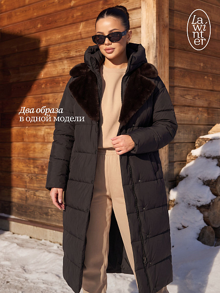 Пуховик женский зимний LAWINTER, черный, модель 86603