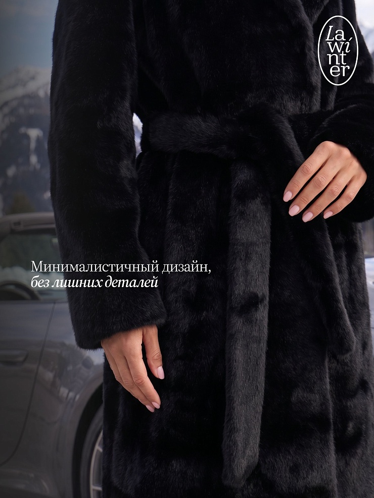 Шуба женская зимняя LAWINTER, черная, модель 5391