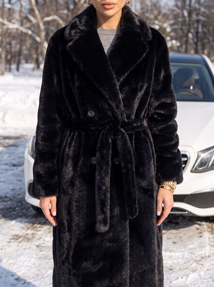 Шуба женская зимняя LAWINTER, черная, модель 55845
