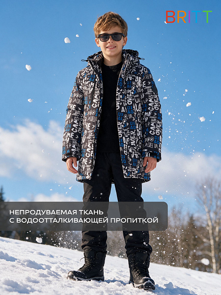Куртка для мальчика зимняя BRITT, черно-синяя, модель 66465