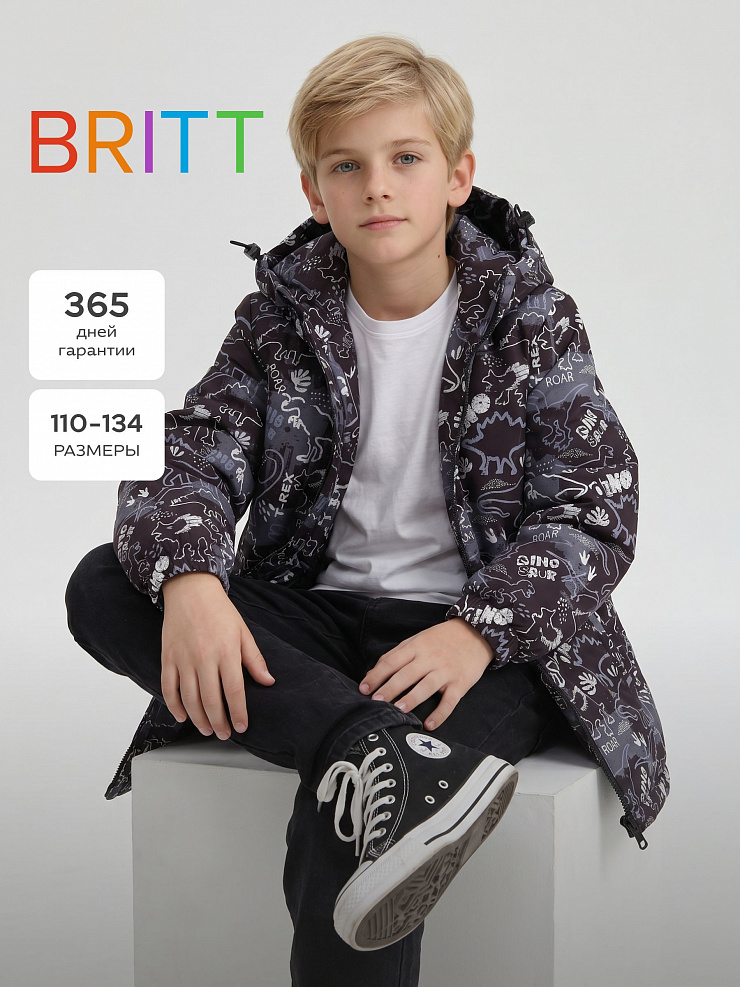 Куртка для мальчика демисезонная BRITT, черно-серая, модель 65718