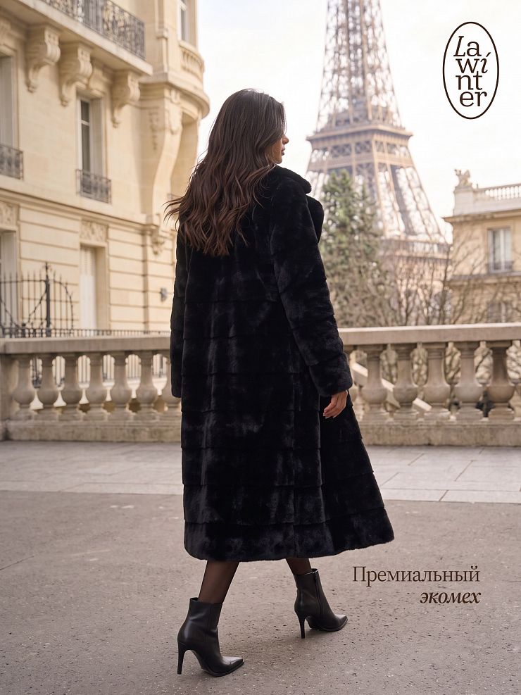 Шуба женская зимняя LAWINTER, черная, модель 53591