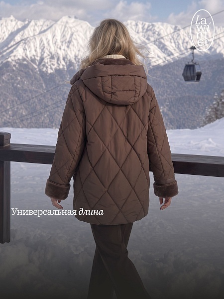 Куртка женская зимняя LAWINTER, коричневая, модель 8535