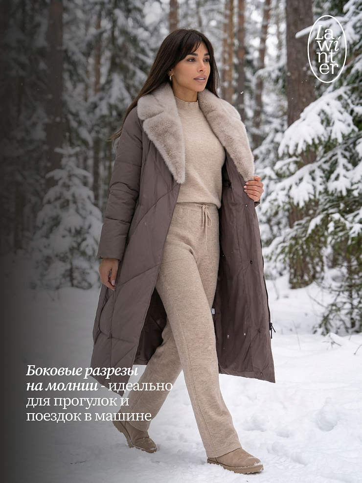 Пуховик женский зимний LAWINTER, капучино, модель 85956