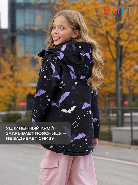 Куртка для девочки демисезонная BRITT, черная, модель 63751