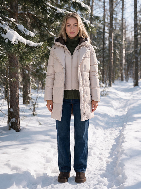 Куртка женская зимняя LAWINTER, молочная, модель 86838