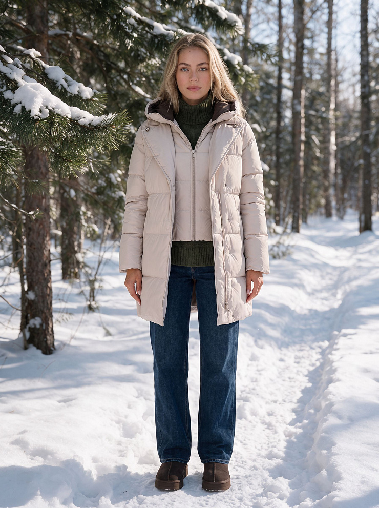 Куртка женская зимняя LAWINTER, молочная, модель 86838
