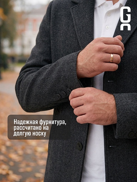 Пальто мужское демисезонное GRIZMAN, черно-серое, модель 75422