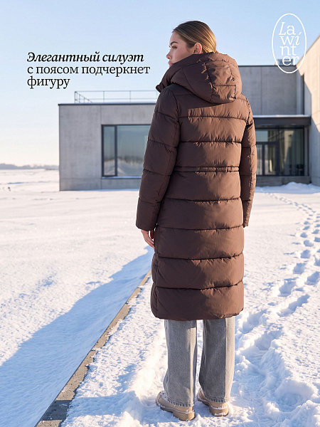 Пуховик женский зимний LAWINTER, коричневый, модель 86146