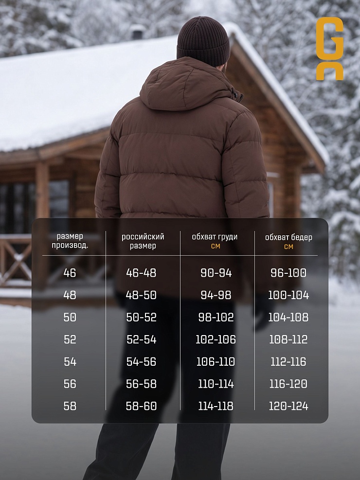 Куртка мужская зимняя GRIZMAN, коричневая, модель 72684