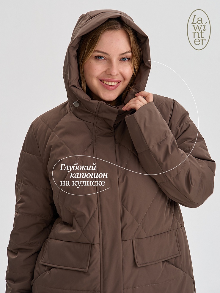 Куртка женская демисезонная LAWINTER, коричневая, модель 84623