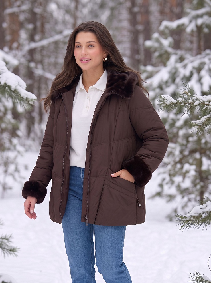 Куртка женская зимняя LAWINTER, коричневая, модель 86170