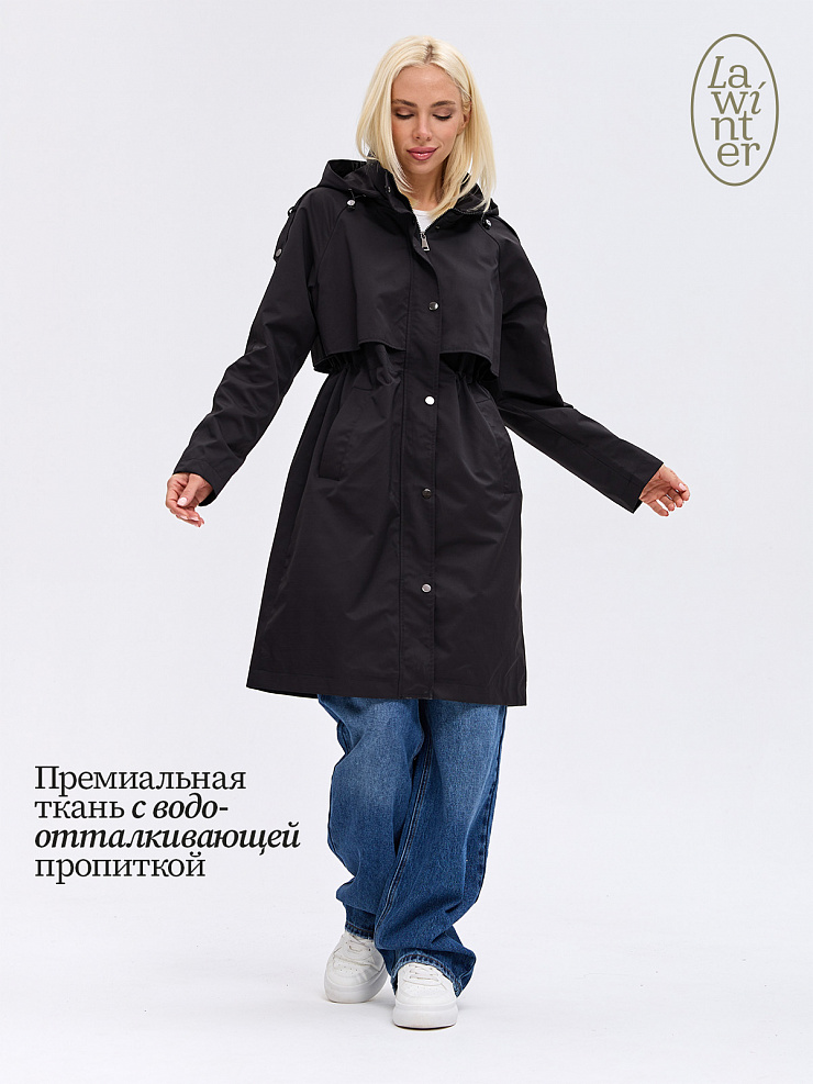 Плащ женский осенний LAWINTER, черный, модель 83967