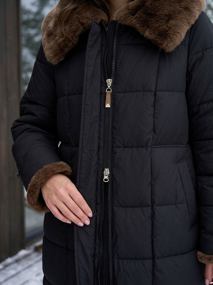 Пуховик женский зимний LAWINTER, черный, модель 85471