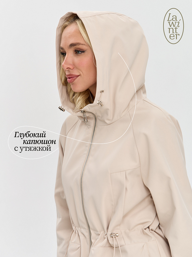 Куртка женская осенняя LAWINTER, бежевая, модель 8434