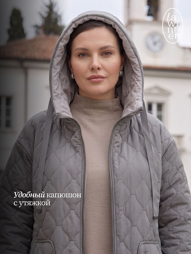 Куртка женская демисезонная LAWINTER, серо-зеленая, модель 83594