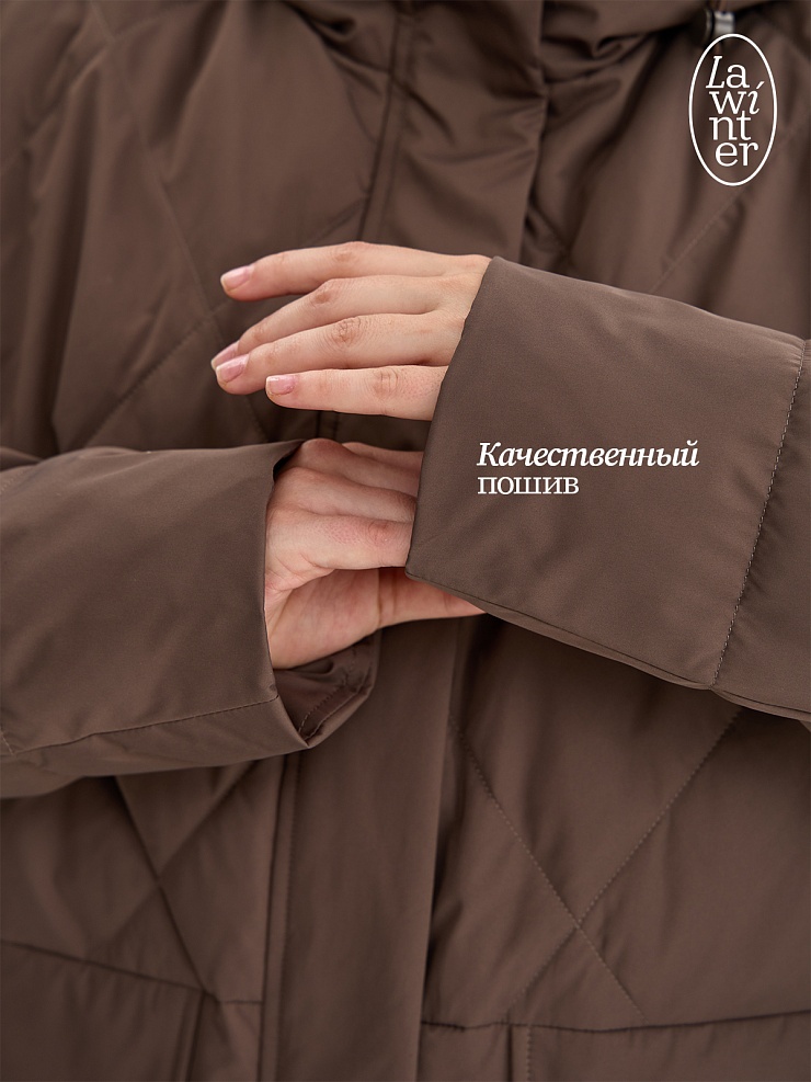 Куртка женская демисезонная LAWINTER, коричневая, модель 84623