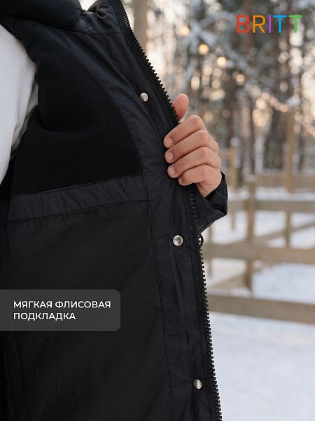 Куртка для девочки зимняя BRITT, черная, модель 65394