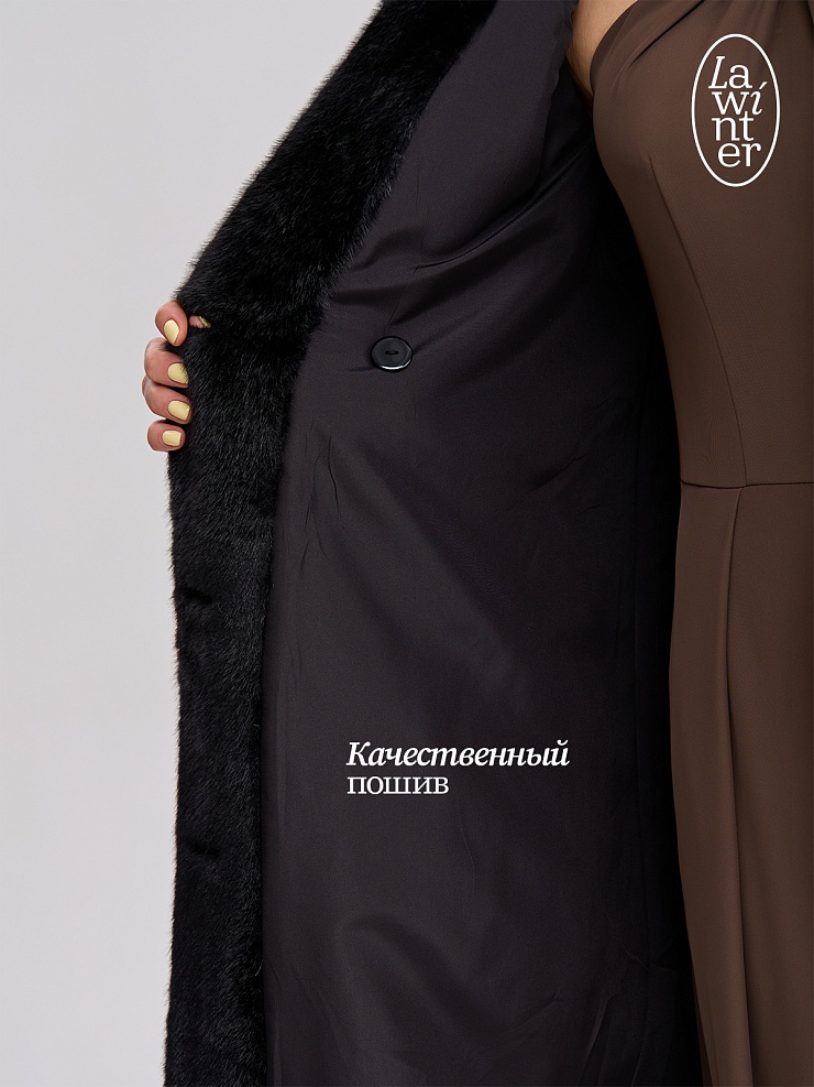 Шуба женская зимняя LAWINTER, черная, модель 54478