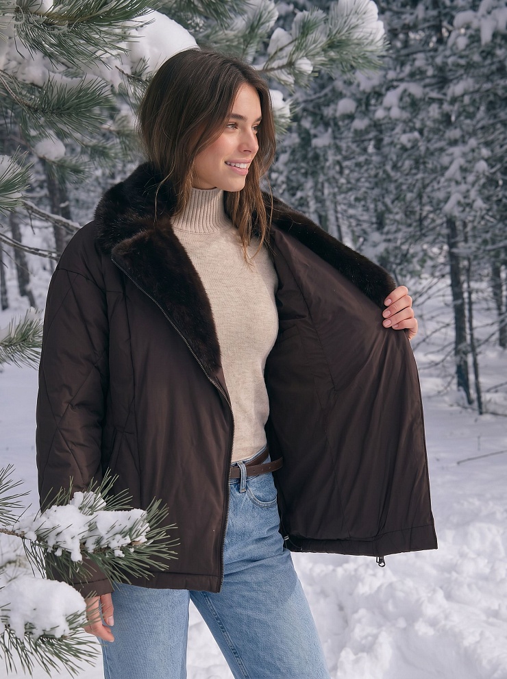 Куртка женская зимняя LAWINTER, коричневая, модель 86759