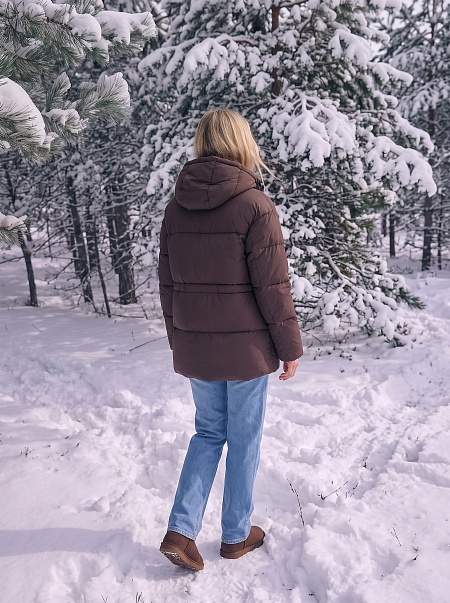 Куртка женская зимняя LAWINTER, коричневая, модель 8696