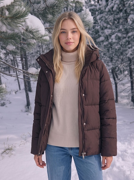 Куртка женская зимняя LAWINTER, коричневая, модель 85316