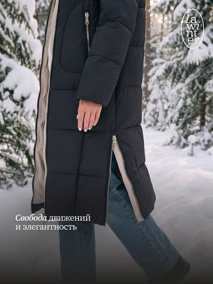 Пуховик женский зимний LAWINTER, черный, модель 85166