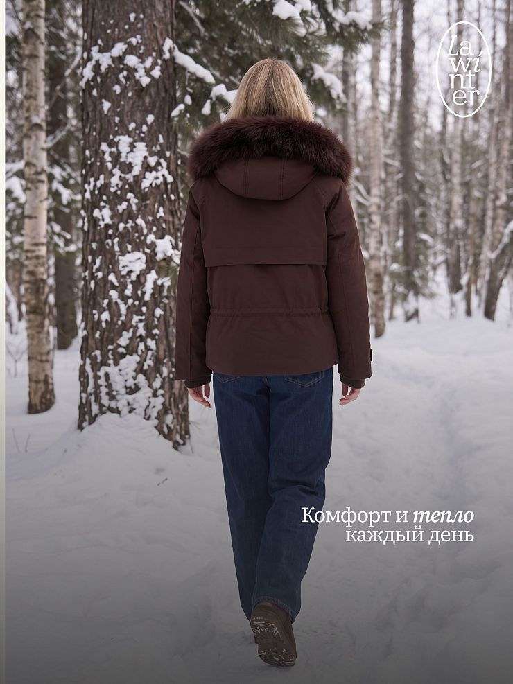 Куртка женская зимняя LAWINTER, коричневая, модель 86261